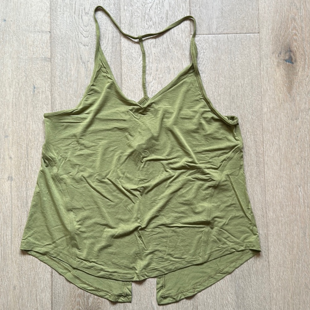 modal silk yoga tank top size 6 bronze green lululemon euc